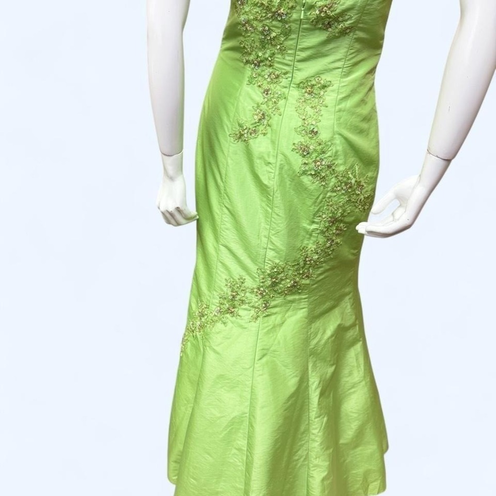 Chartreuse Beaded Fairycore Gown Y2K Princess Formal‎ Dress Womens 10 - Picture 4 of 8